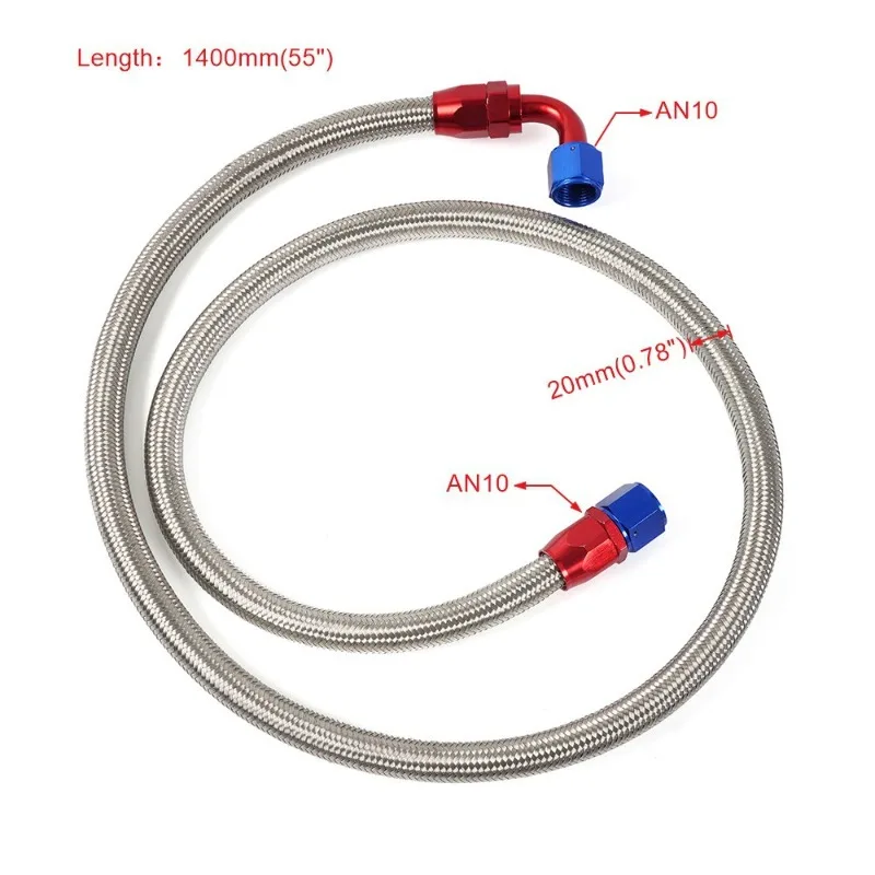 Suitable for car modification accessories 1.6 meters 1.4M YouTube connector combination AN10 stainless steel braided YouTube set