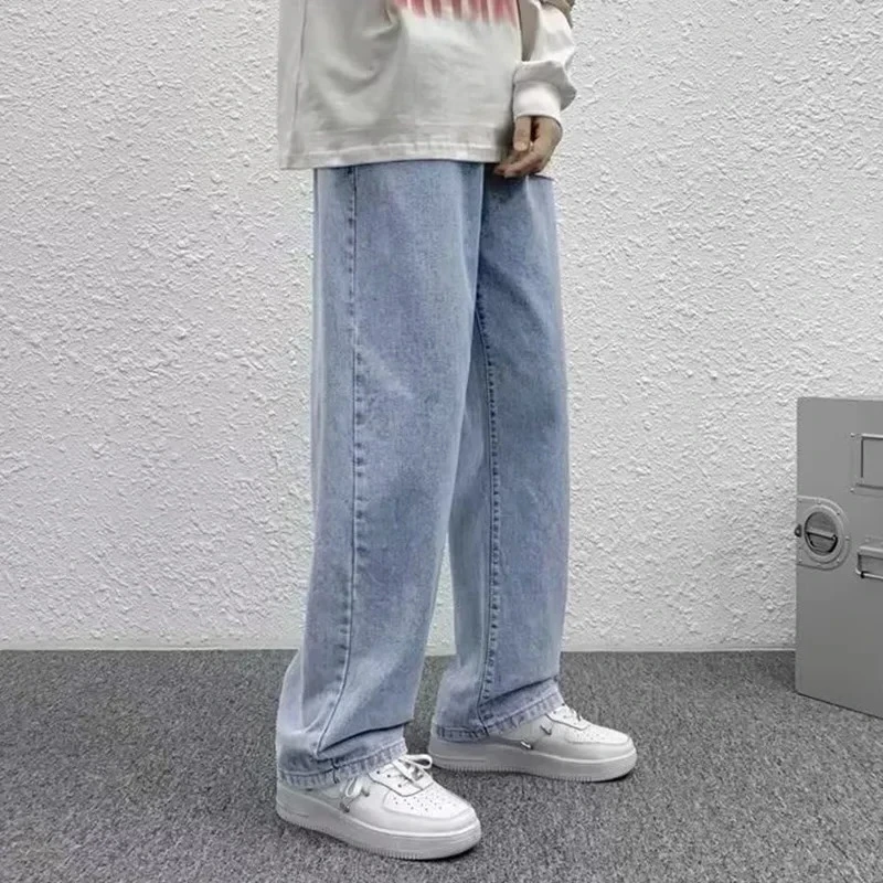 

Мужские модные мешковатые повседневные джинсы, мужские уличные брюки с эластичной резинкой на талии, облегающие молодежные жизненные винтажные классические брюки