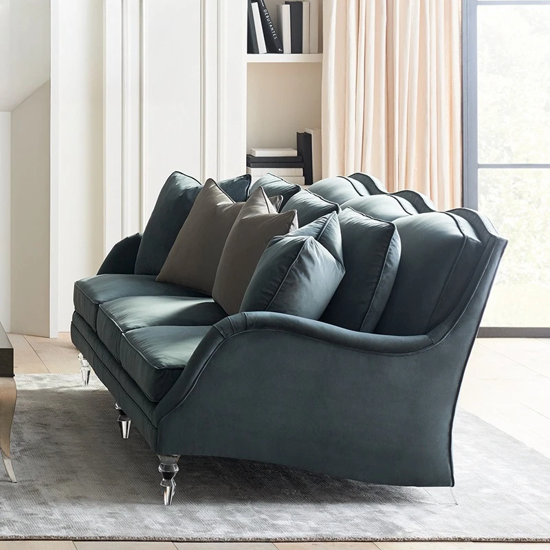 

Nordic fabric sofa three-person modern style large and small apartment living room combination sofa