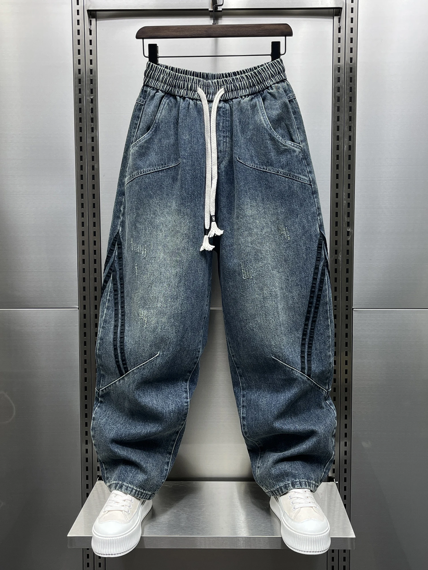 

Trendy American Wide Leg Jeans Men's Loose Straight Casual Long Pants Autumn New Arrival Youth ular Denim Wear Resistant