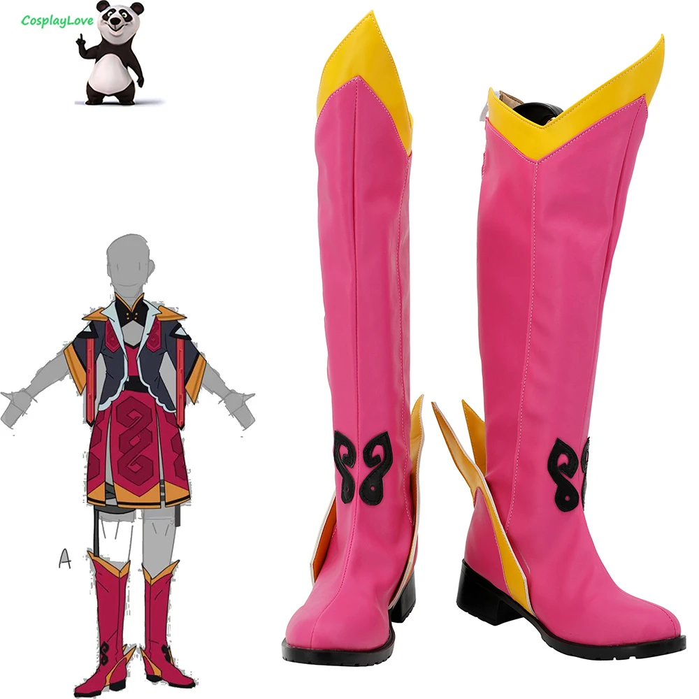 

CosplayLove LOL Game Alune Pink Coslay Shoes Long Boots Leather Custom Made For Holloween Christmas