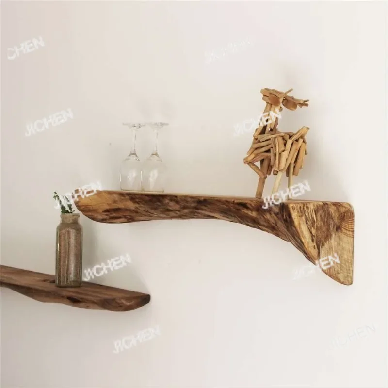 

ZQ Solid Wood Floating Wall Shelf Bedroom Bookshelf Kitchen Plate Rack Living Room Storage Behind The Sofa Shelves Wall Decorati