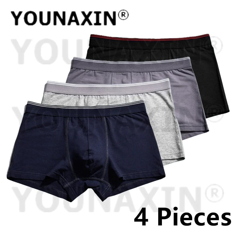 4 Pack Big Size Boxers Briefs Boy Knickers Men Cotton Underwear Solid Undies Underpants Trunks Homme Panties S M L XL 2XL 3XL