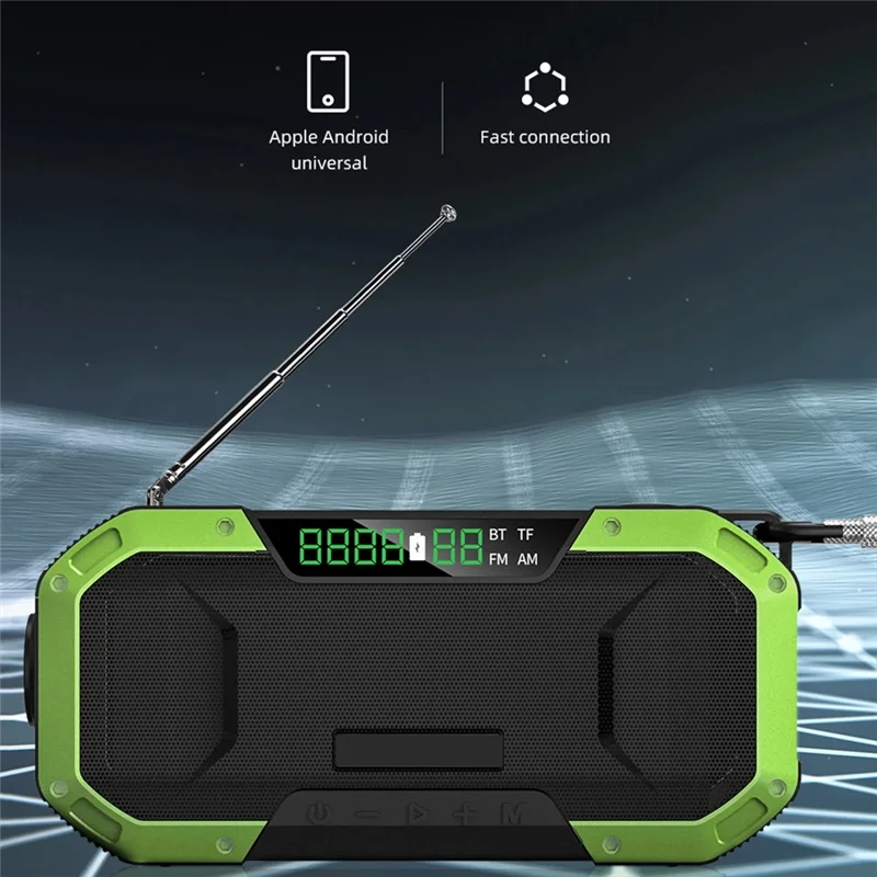 

B03B-Hand Crank Solar Radio Bluetooth-Compatible Speaker Radio Emergency LED Flashlight Light Brown