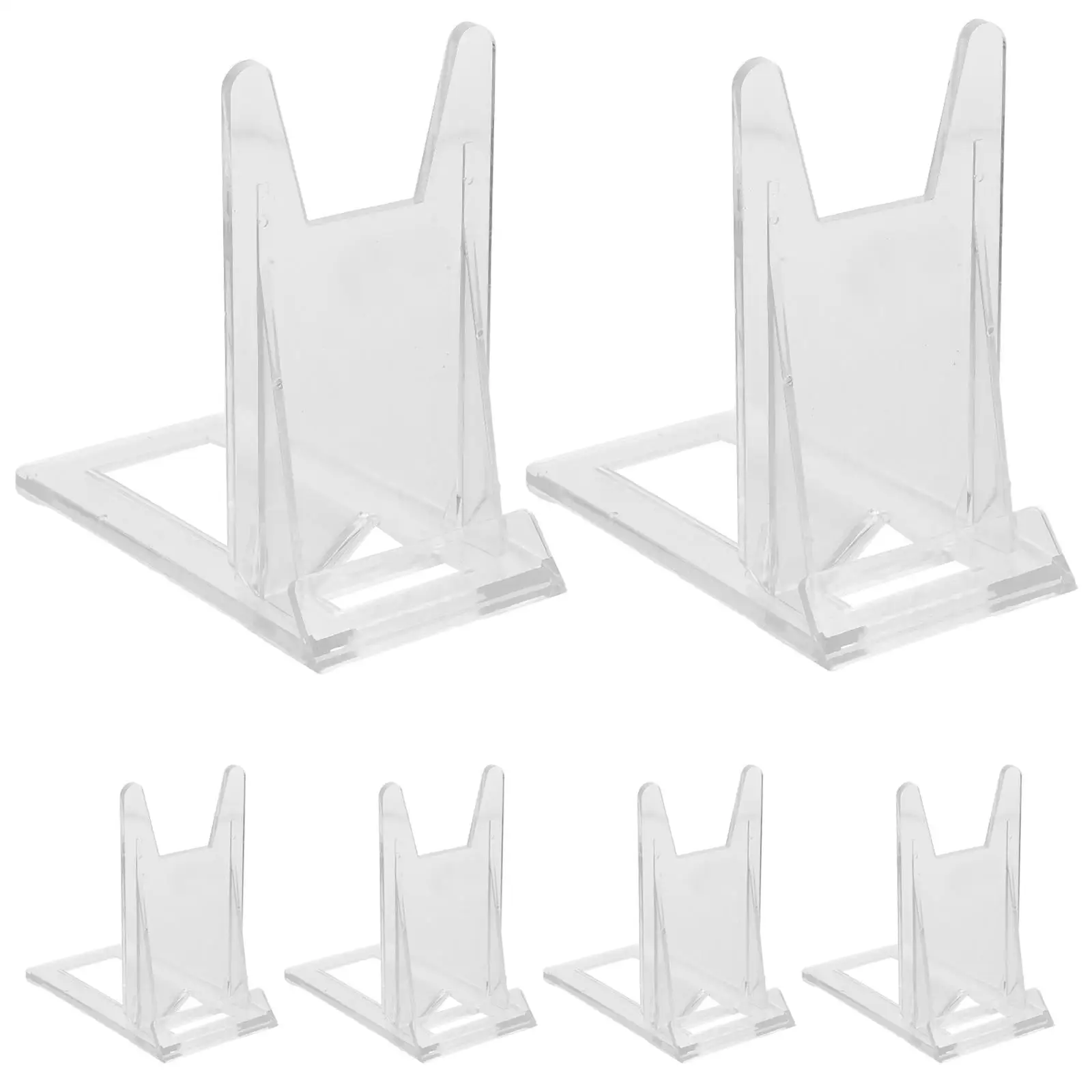 

6 Pcs Acrylic Display Rack Plate Holder For Picture Frames Tabletop Stand Clear Decorative Shelf Sturdy nament Support Portable