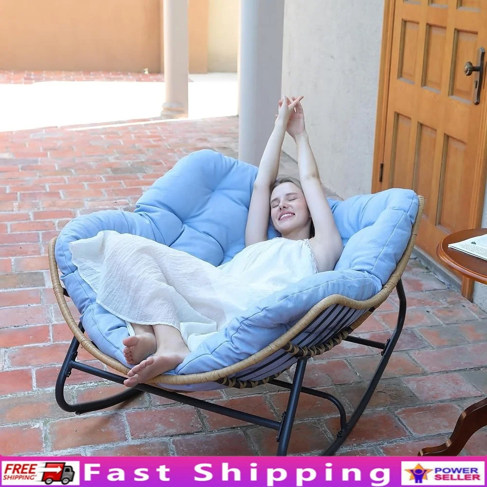 

Эргономичное плетеное кресло-качалка из ротанга, кресло-качалка для отдыха в помещении, сиденье для отдыха, гостиная, сад, мебель для патио