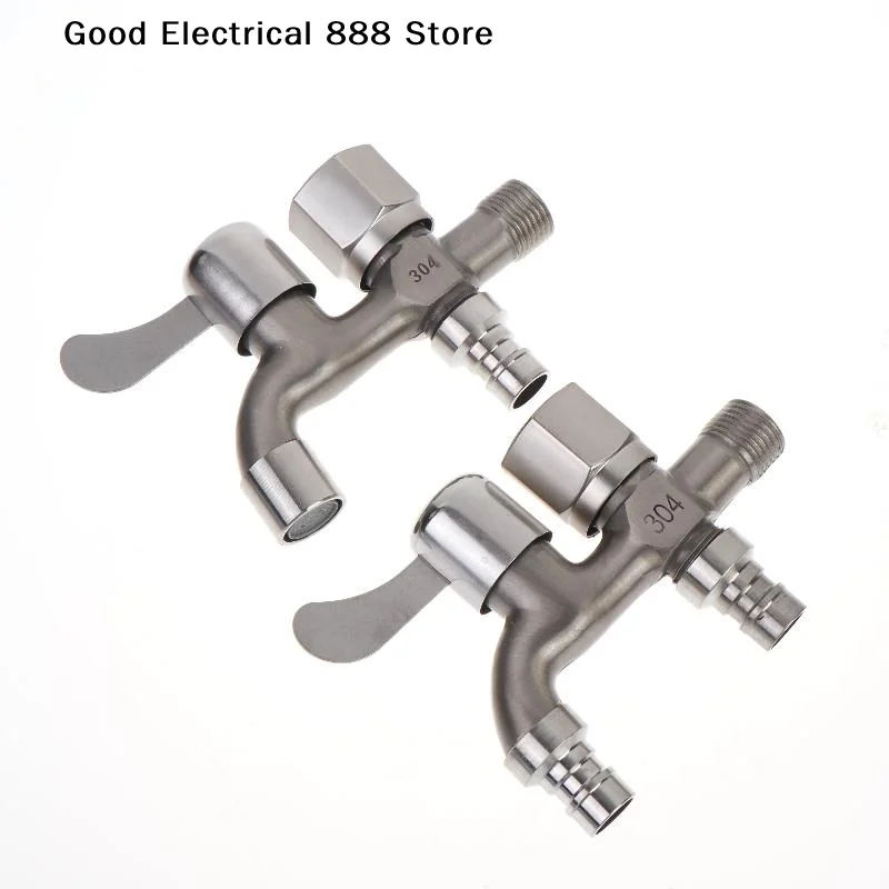 【G】304 Stainless Steel Faucet Double Outlet Dual Control Water Tap One In Two Out Faucet 1/2