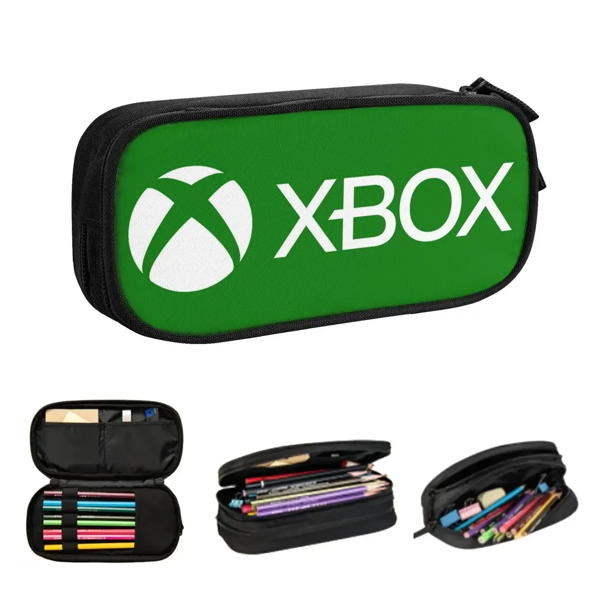 

Green Xbox Logo Pencil Cases Large Storage Pen Bags Pen Box Pencil Pouch For Boys Girls Students Stationery School Office