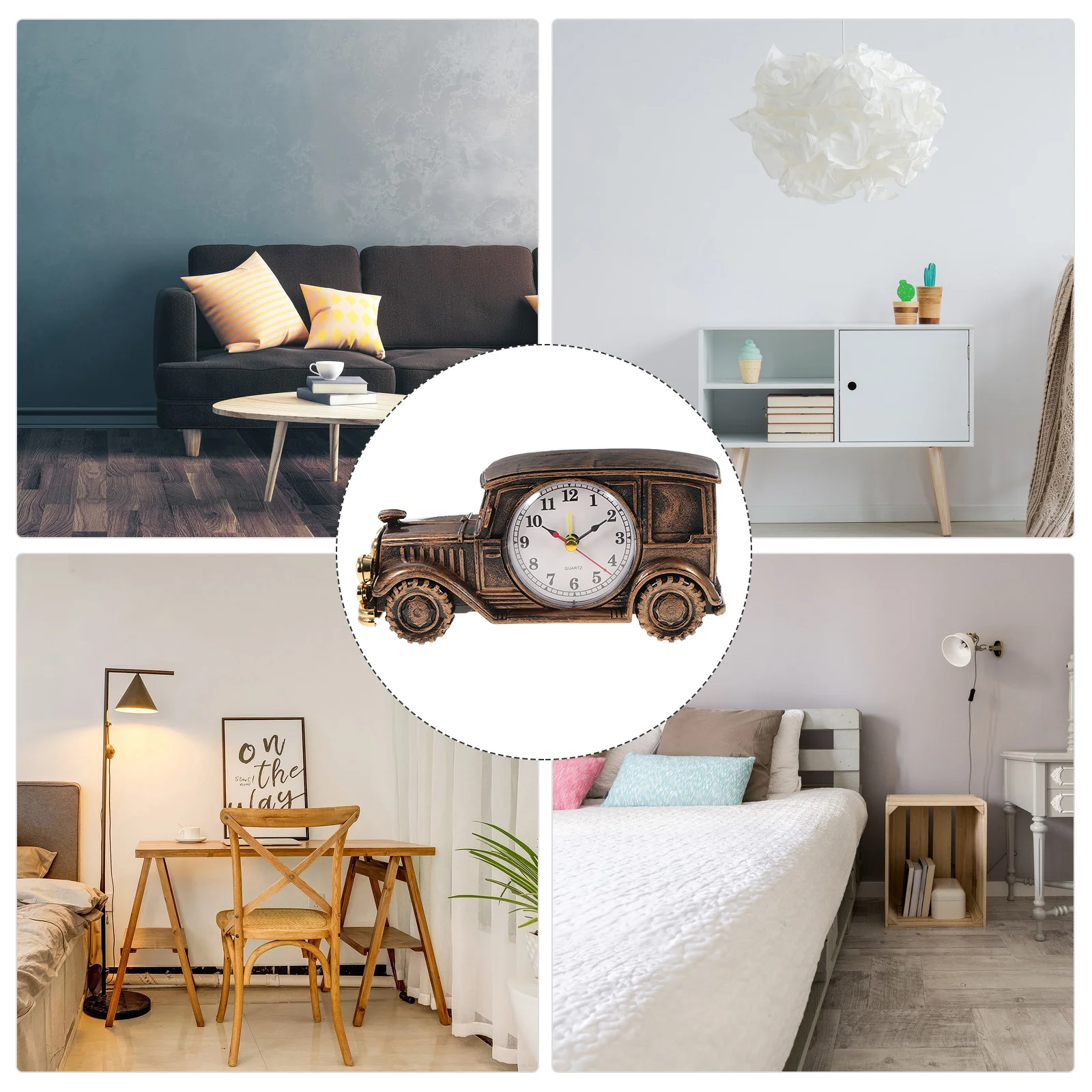 

Car Sculpture Alarm Clock Luxury Retro Creative Desktop Adornment Compact Size Long Lasting Wear Break Rust Resistance Delicate