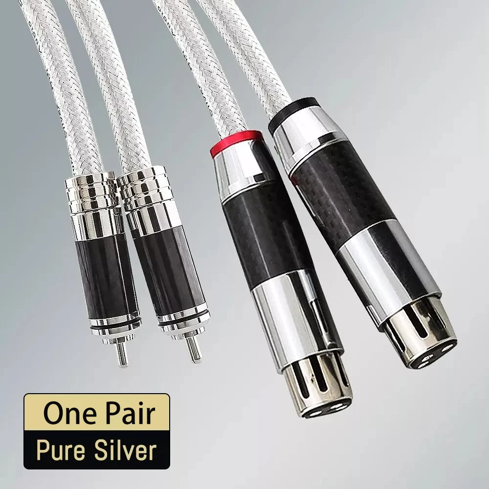 Pair 4N Pure Silver Audio Cable XLR To RCA Audio Interconnect Cable  Hifi Balanced Wire 18AWG Solid PSS Core RCA Cable XLR Cable