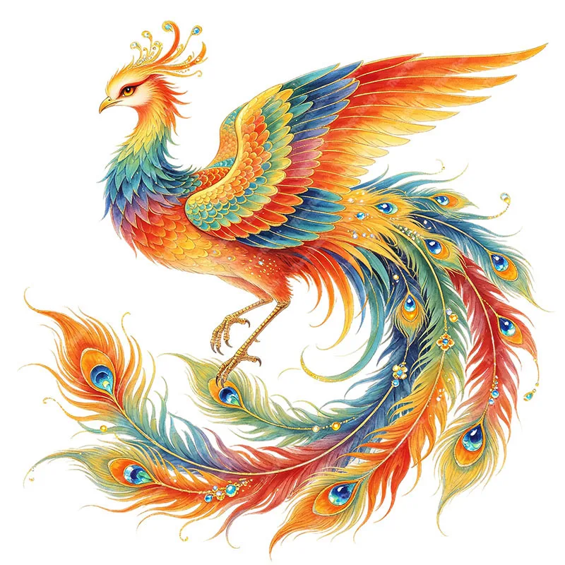 Three Ratels CAB51 Colorful Phoenix Art Wall Stickers for Home Decoration Car body decals