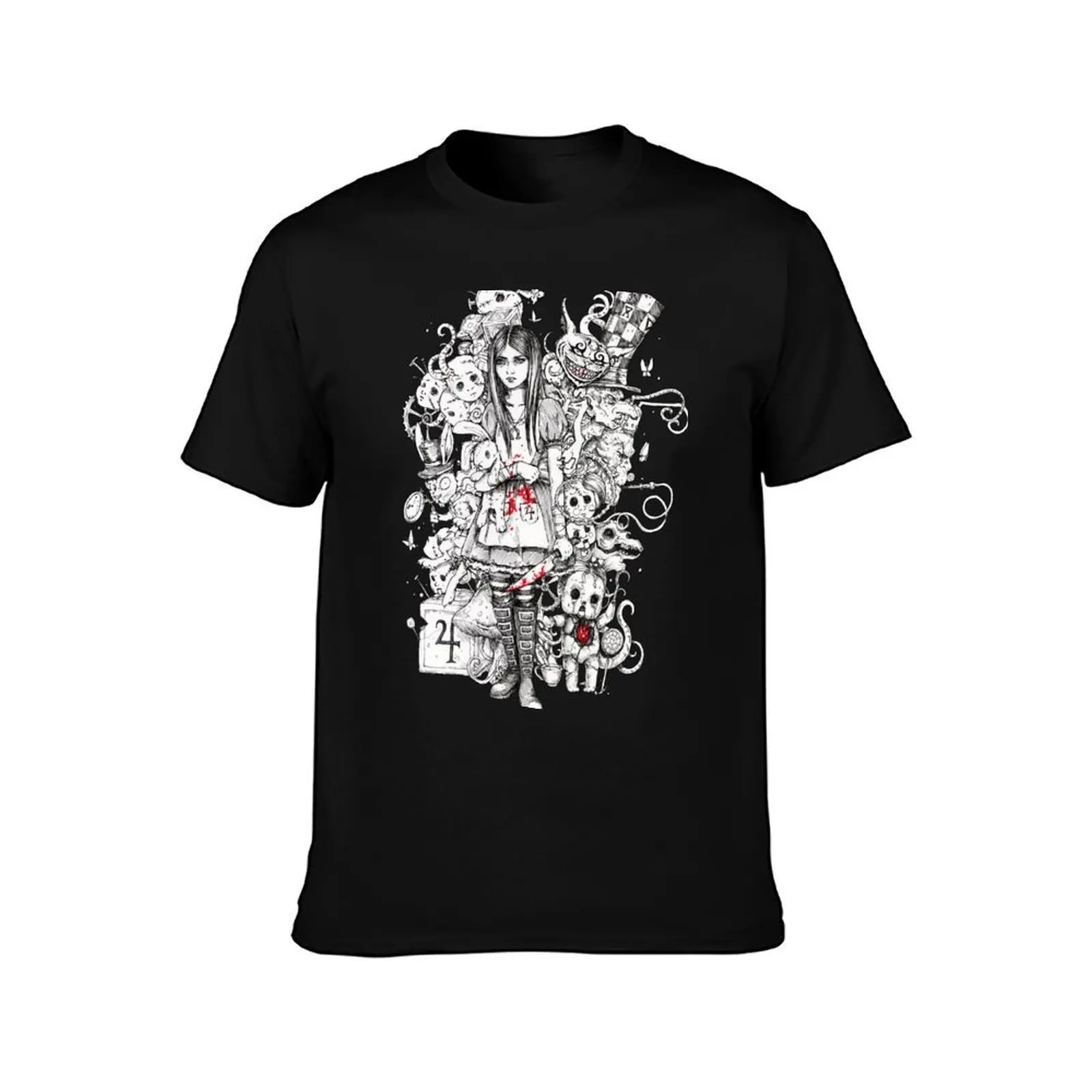 wonderland shattered T-Shirt, Summer Casual Cotton Tee, Oversized Streetwear Tops, Vintage Graphic Print, Loose Fit Short Sleeve