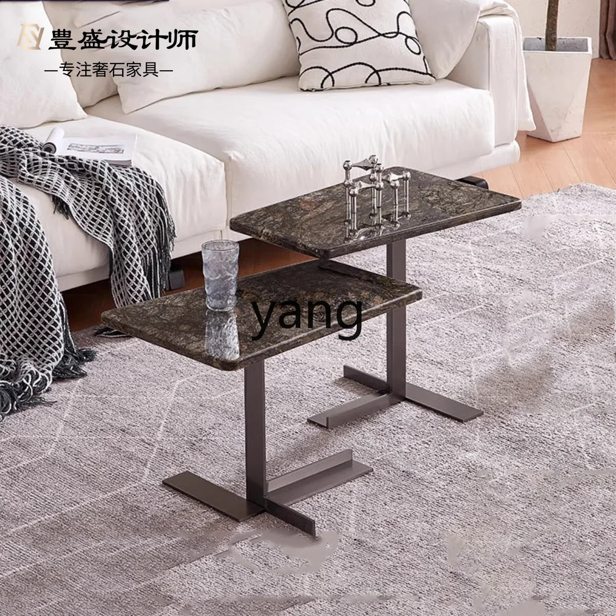 LTT natural marble light luxury high-end sofa small square table mini balcony small coffee table