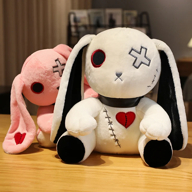 Kawaii Dark Rabbit Plush Creative Rabbit Soft Doll Sweet Pink Rabbit Room Decor Sofa Decor Hobbies Collecting Gifts for girls