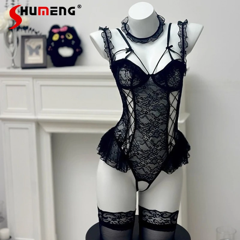 

Комбинезоны-бретельки Pure Desire для женщин, корейский стиль, кружевное сетчатое сексуальное боди, женские черные комбинезоны без рукавов для отдыха