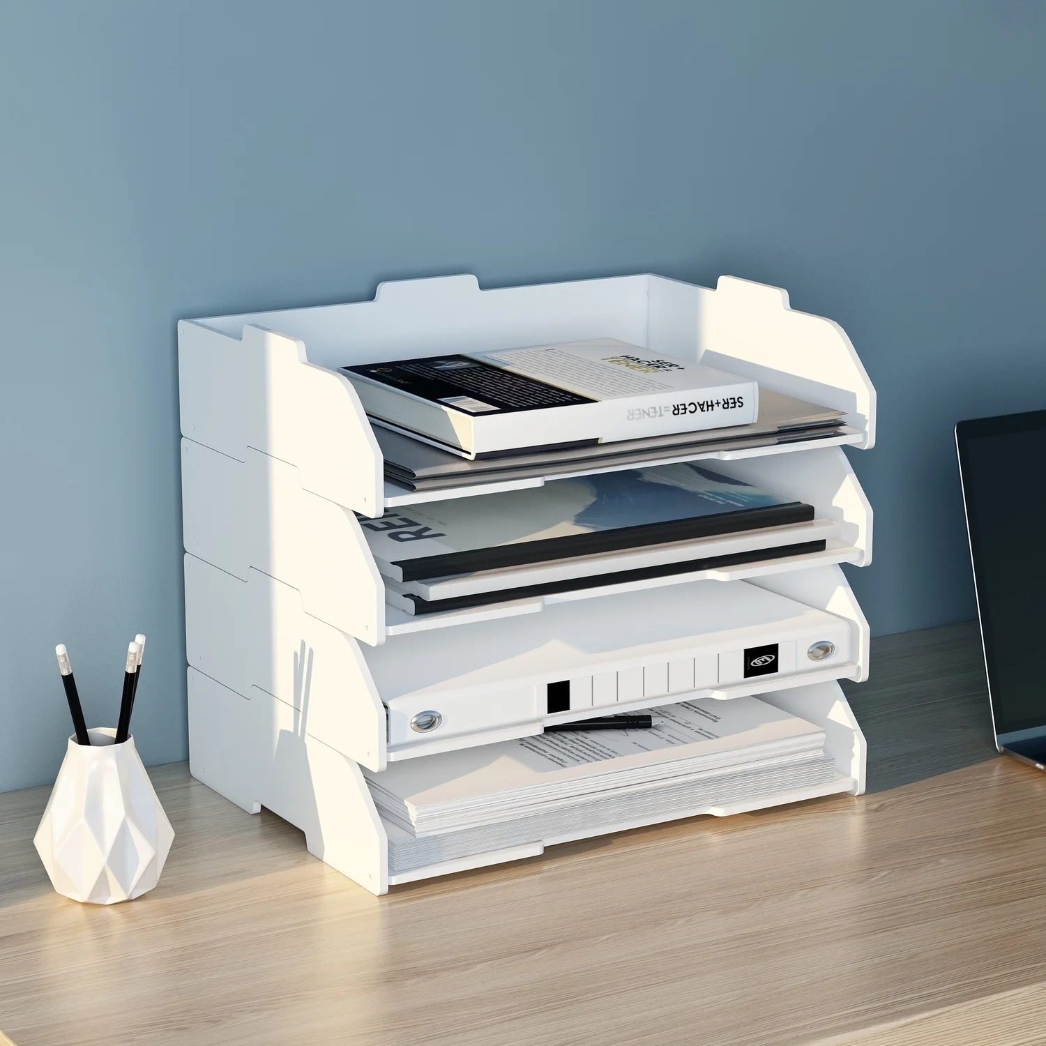 Multi-layer Superimpose Desktop File Tray Organizer A4/A3 Document Paper Organizer Rack Holder Office Stationery Storage Box