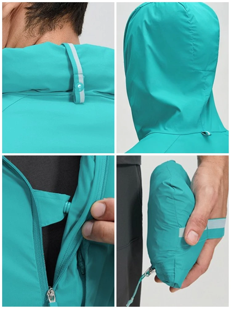 Herren Regenjacke Wasserdicht Leicht Reflektierend Packbare Regenjacke mit Reißverschluss Wanderjacken für Laufen Radfahren Golf Angeln – Detail 9