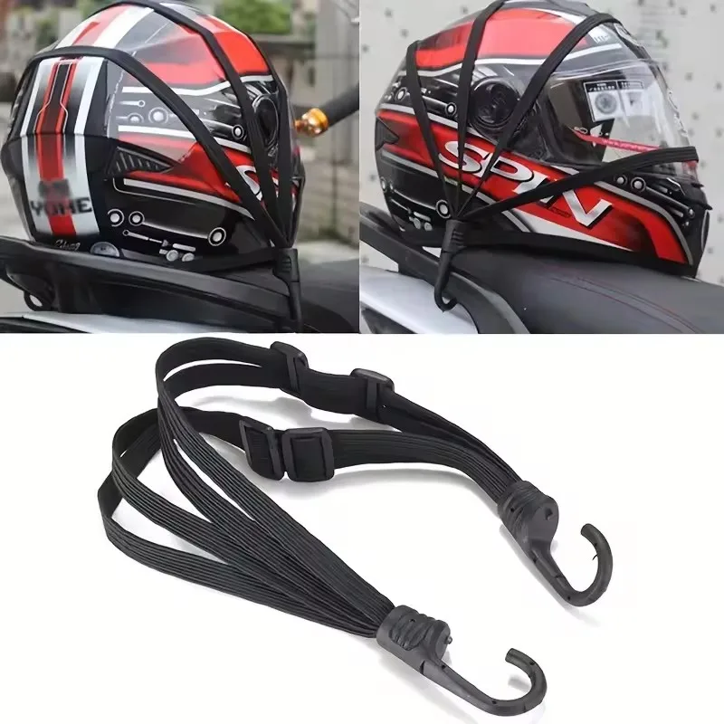 Black Motorcycle Luggage Strap Moto Helmet Net Universal Luggage Helmet Retractable Elastic Rope Fixed Strap 60/90CM