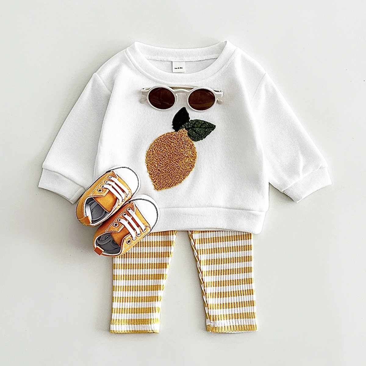 Autumn Baby Girl Clothing Infant Suit Toddler Boys Long Sleeved Pullover Shirt Cotton Newborn Baby Clothes Fruit Embroidery