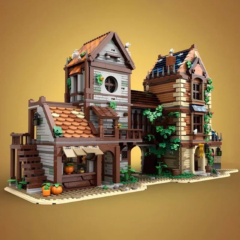 Bloques de construcción de herrero del castillo MOC, modelo de arquitectura Medieval doble 21325, bloques de herrero Medieval, juguete ensamblado, regalo para niños