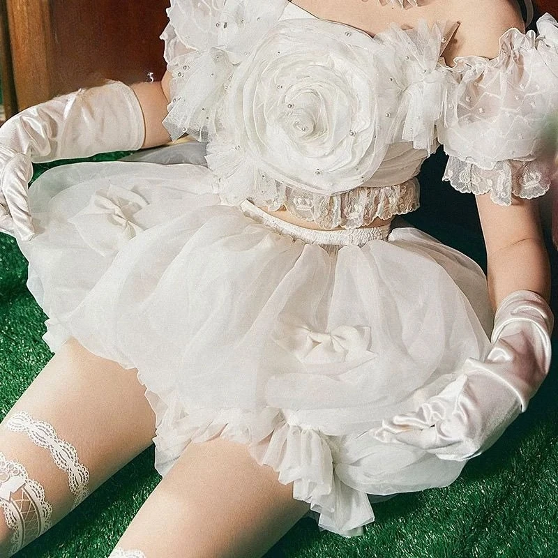 Japanese Harajuku Y2K Sweet Lolita Mini Skirt Women Vintage Princess Ruffle Kawaii Skirt Casual Basic Clothing