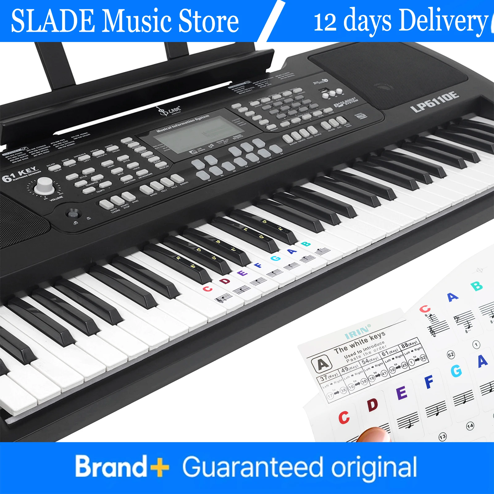 

Universal Keyboard Stickers - 124 High Transparency Colorful Key Labels, Easy Learning for Keyboard Instrument Beginners