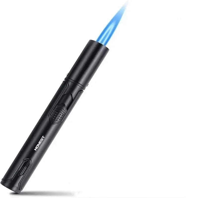 2025 New Honest Windproof Metal Torch Gas Lighter Refillable Pen Jet Flame Igniter for Kitchen BBQ Camping Men's Gadget