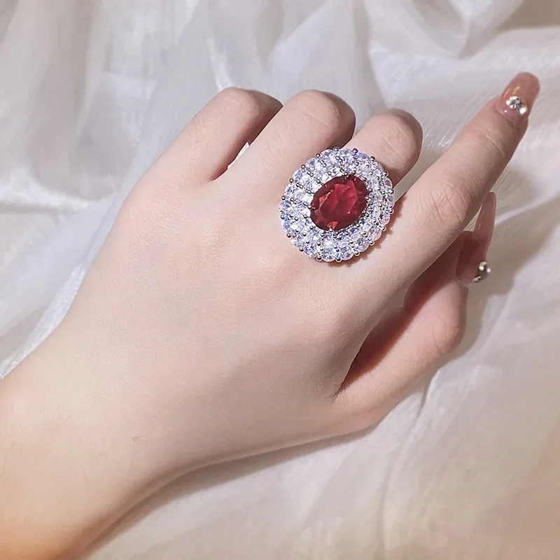 Anillo De rubí rojo De plata esterlina S925 para mujer, Anillos De Bizuteria, alianzas De boda, anillo De piedras preciosas De rubí De origen puro, caja De joyería