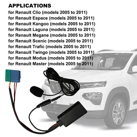 Biurlink carro módulo bluetooth adaptador aux microfone handsfree mini iso 6pin cabo aux para renault atualização rádio