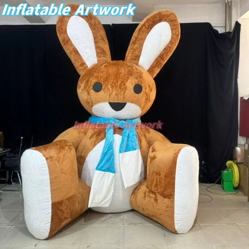 Personalized Easter Events Giant Fuzzy Inflatable Rabbit for Party Decoration Hire Toys