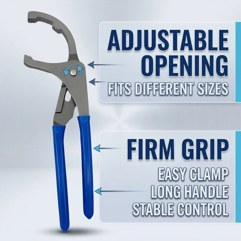 9/12 Inch Oil Filter Pliers Clamp Type Wrench Adjustable Hand Tools for Car Motorcycle Auto Maintenance Removal 45# Steel