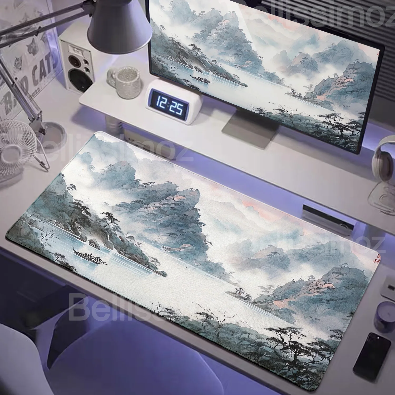 

Коврик для мыши в китайском пейзажном стиле, нескользящий коврик для клавиатуры с замком, нескользящий резиновый коврик для мыши с пейзажем, игровой коврик для ноутбука, настольный коврик