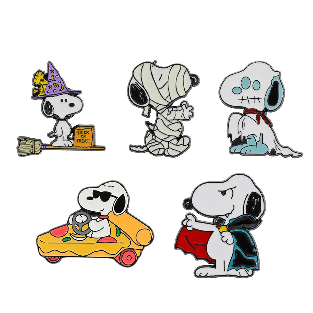 Cartoon White Puppy Dogs Enameled Brooches Cute Animal Lapel Pins Fashion Jewelry Accessories Gift for Friends