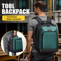 Tool Backpack, Multi-Pocket Electrician's Tool Bag with Padded Laptop Compartment, Knitted Non-Waterproof Durable Tool Organizer