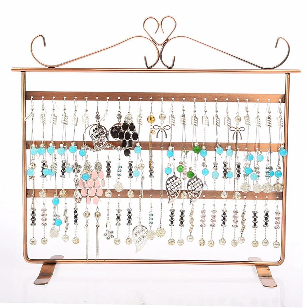

Earring Rack Stand Copper Plated Jewelry Display Holder For Earrings Necklaces Rings Storage Organizer Case Earring Rack