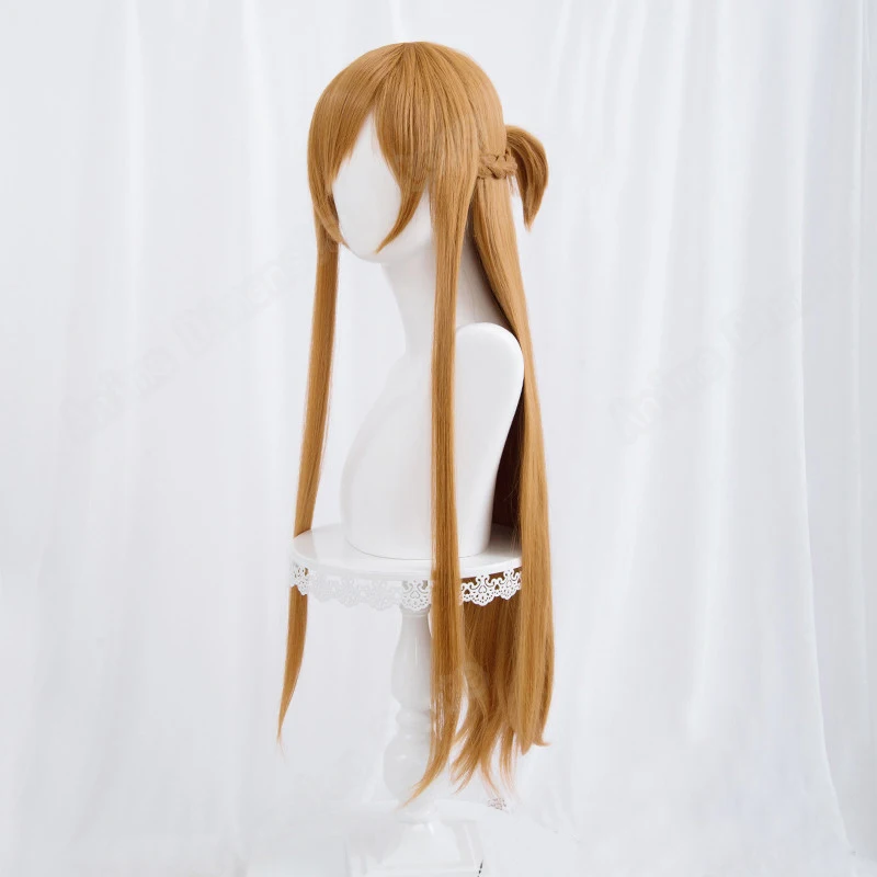 Yuuki Asuna Anime Sword Art Online Perruque Cosplay pour Femme, Cheveux Longs avec Bonnet, Fil Haute Température