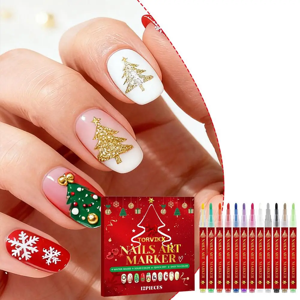 

12 Color/Set Nail Acrylic Graffiti Pen Nail Marker Drawing DIY Beauty Nail Art Tools Waterproof and Quick Drying Nail Mark Tool
