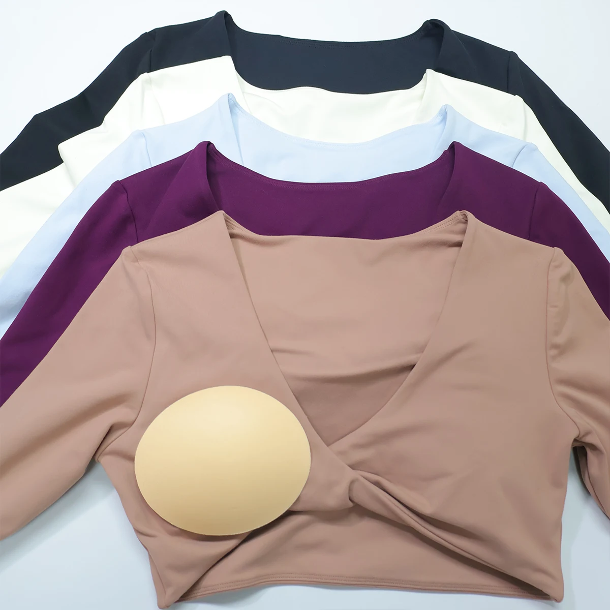 Langärmliges Damen-Fitness-T-Shirt mit tiefem V-Ausschnitt für Laufen im Freien, Yoga-Kleidung, Herbst-/Winter-Kollektion, Lauf- und Fitness-Top – Detail 15