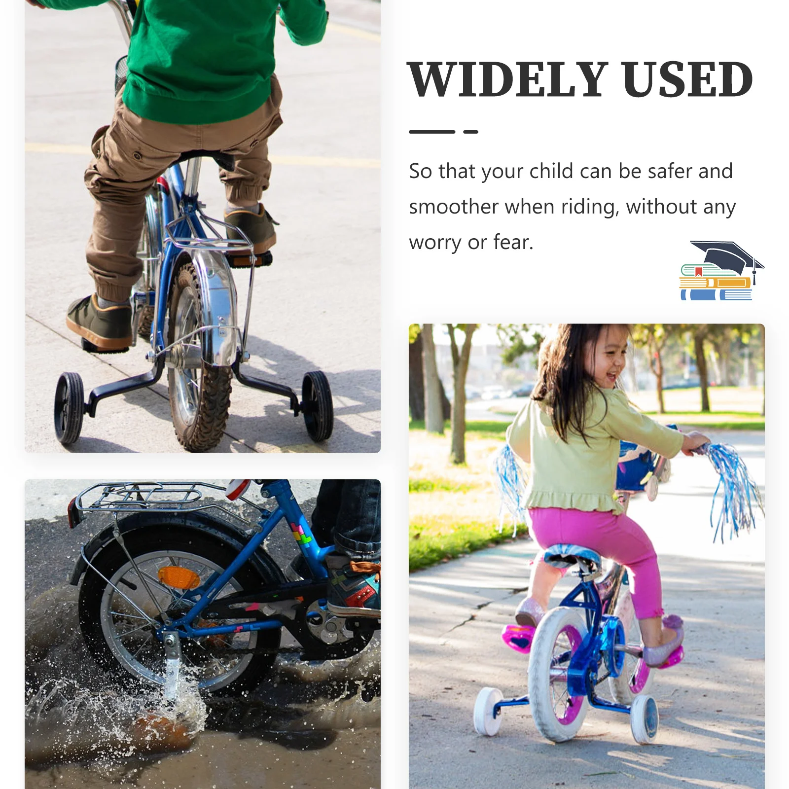 

1Set Training Wheels Heavy Duty Bike Wheels Stable Quiet Slip-Proof Bicycle Accessory Adjustable Replacement