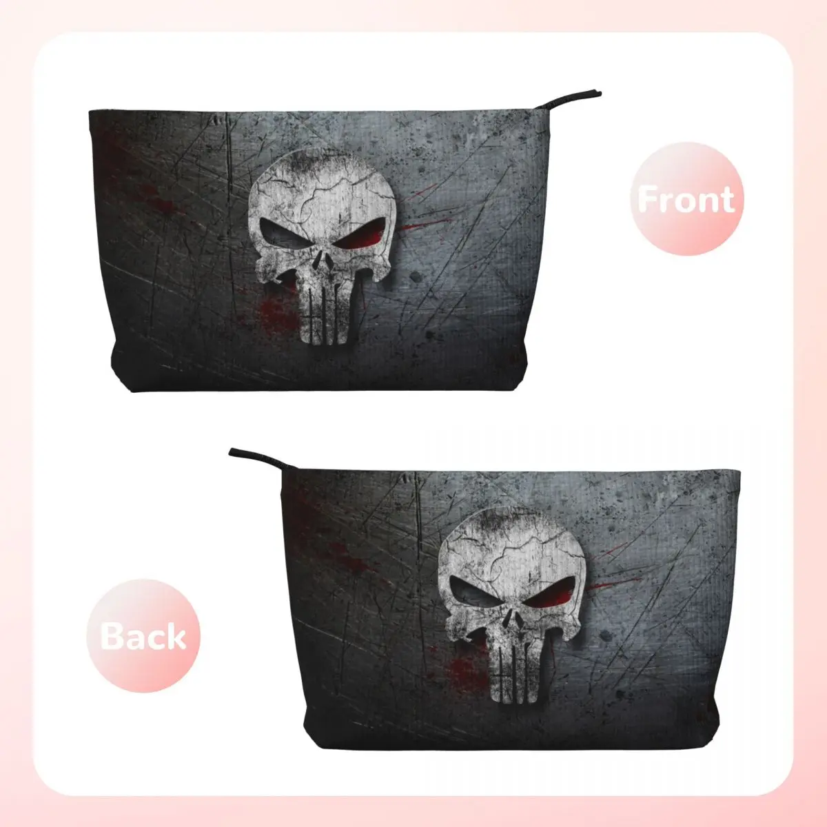 Custom Vintage Skeleton Punisher Skull Toiletry Bag Corduroy Makeup Cosmetic Organizer for Women Beauty Storage Dopp Kit Case