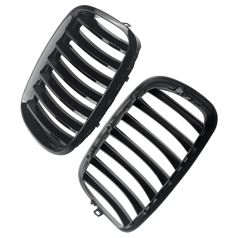 1 Pair Front Hood Kidney Grille Grill For BMW X5 X6 E70 E71 2007-2013 Spare Parts Parts Glossy Black 51137157687 51137157688