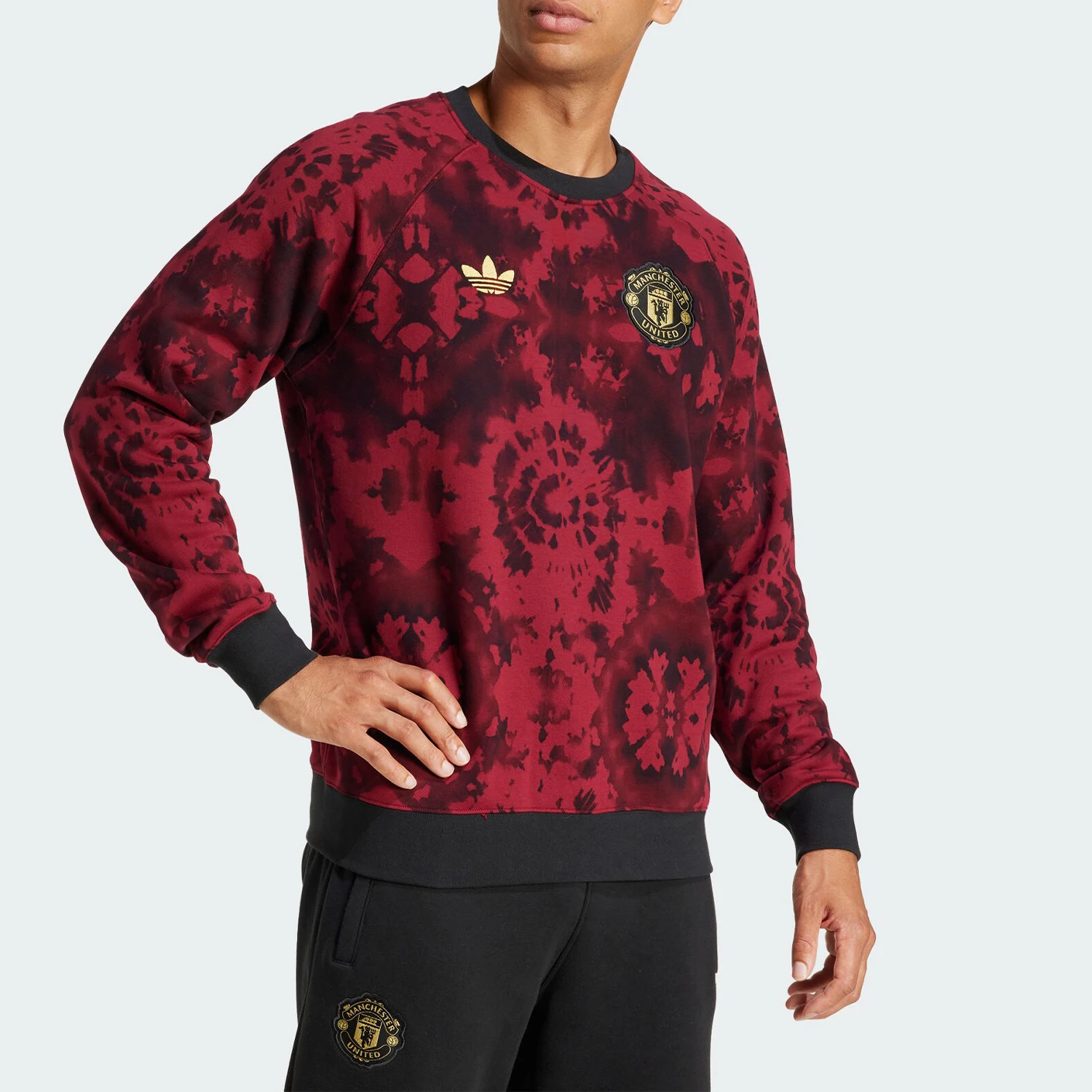 Adidas genuine clover men's tie dye football fashionable sports hoodie JF0364