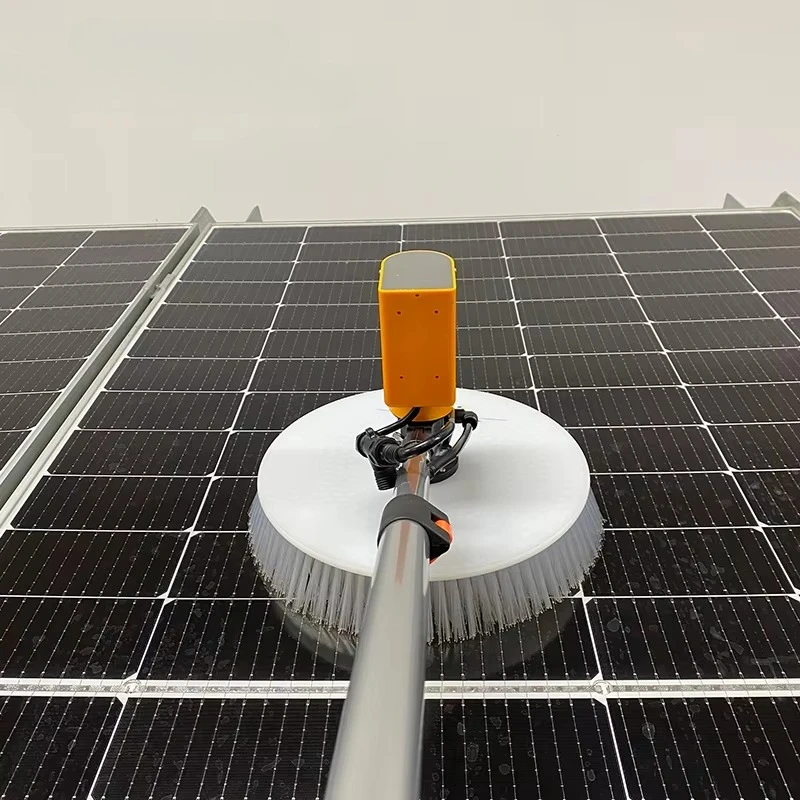 Electric High Pressure Solar Panel Cleaning Brush Machine with Telescopic Pole and Stainless Steel Head
