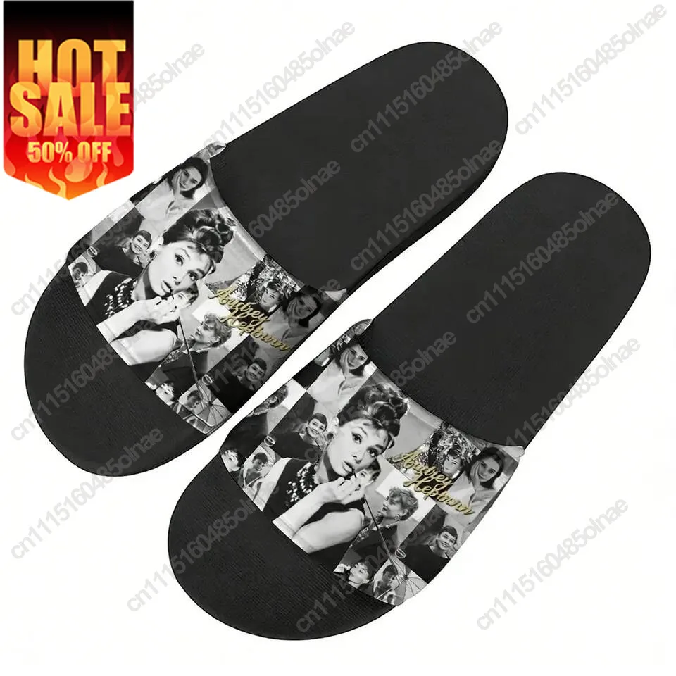 Audrey Hepburn Actress Slippers Home Water Shoes Pop Fashion Vintage Mens Womens Beach Pool Sandals Custom Summer Slipper