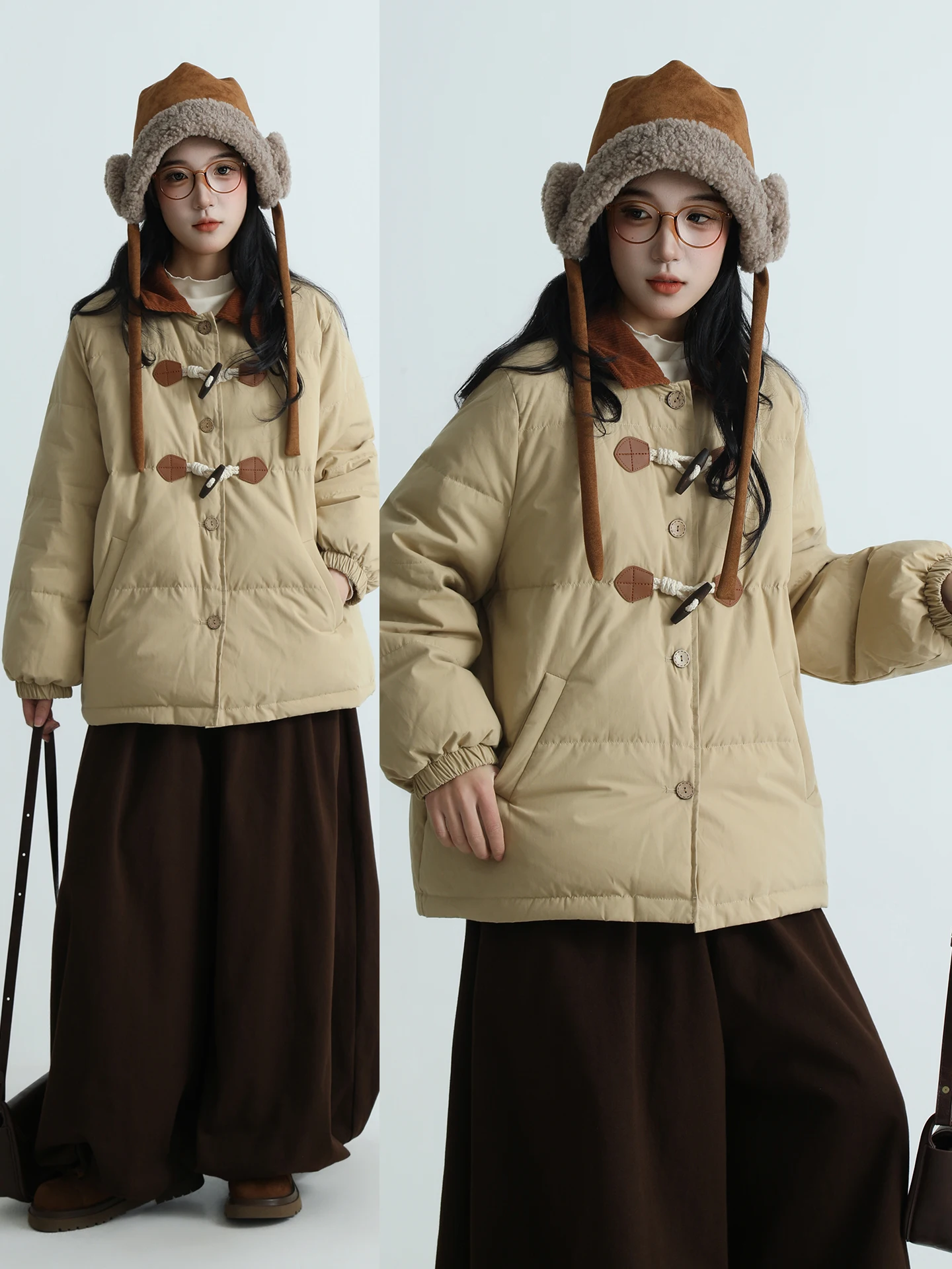 

Женская пуховая куртка Boeren с воротником-стойкой, свободного кроя, с пуговицами, цветная верхняя одежда для повседневной носки, большие размеры