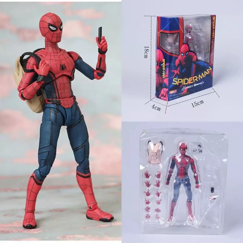 Shf Spider-Man Action Figure Model Anime Spiderman Homecoming Peter Parkr Figurine Pvc Collection Movable Toys For Gifts
