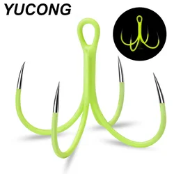 YUCONG 20PCS Luminous Quadruple Fishhook 16-18# Glow Barbless Fishing Hooks Carbon Steel Haken Four Claw Gancho pesca acessórios