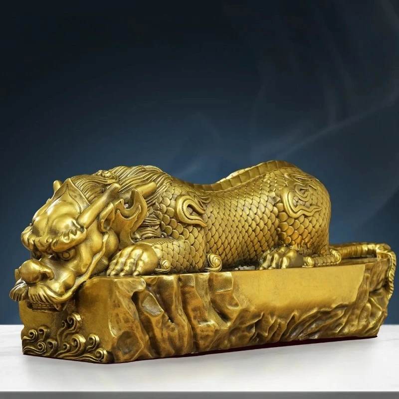 Brass Water Avoiding Beast Ornament Water Absorbing Viper Town Water Avoiding Auspicious Beast Wine Cabinet Qilin Divine Beast