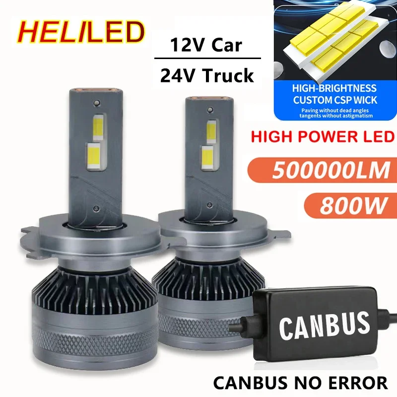 

LED Car 6000K 9005 HB3 9006 HB4 H1 H7 H4 H8 H9 H11 9012 Bulb Canbus LED Lamp CSP Chips Power Car Headlight Light 800W 500000LM