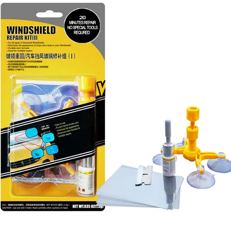 Windshield Repair Kit Quick Fix Car Cracked Glass Windscreen Resin Sealer DIY Auto Window Screen Polishing